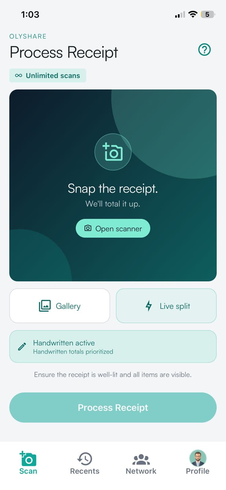 Snap — any receipt, in seconds